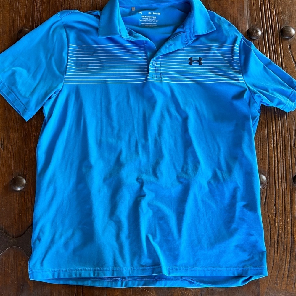 Under Armour Men's Blue Polo with Stripes